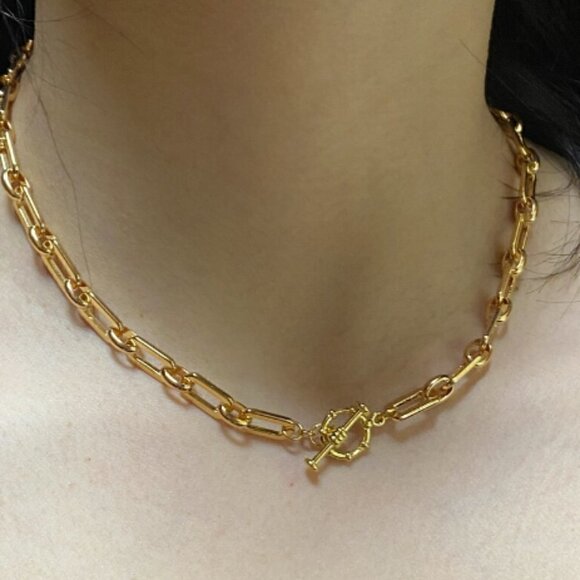 Gold Plated Link Chain Necklace - Picture 2 of 7